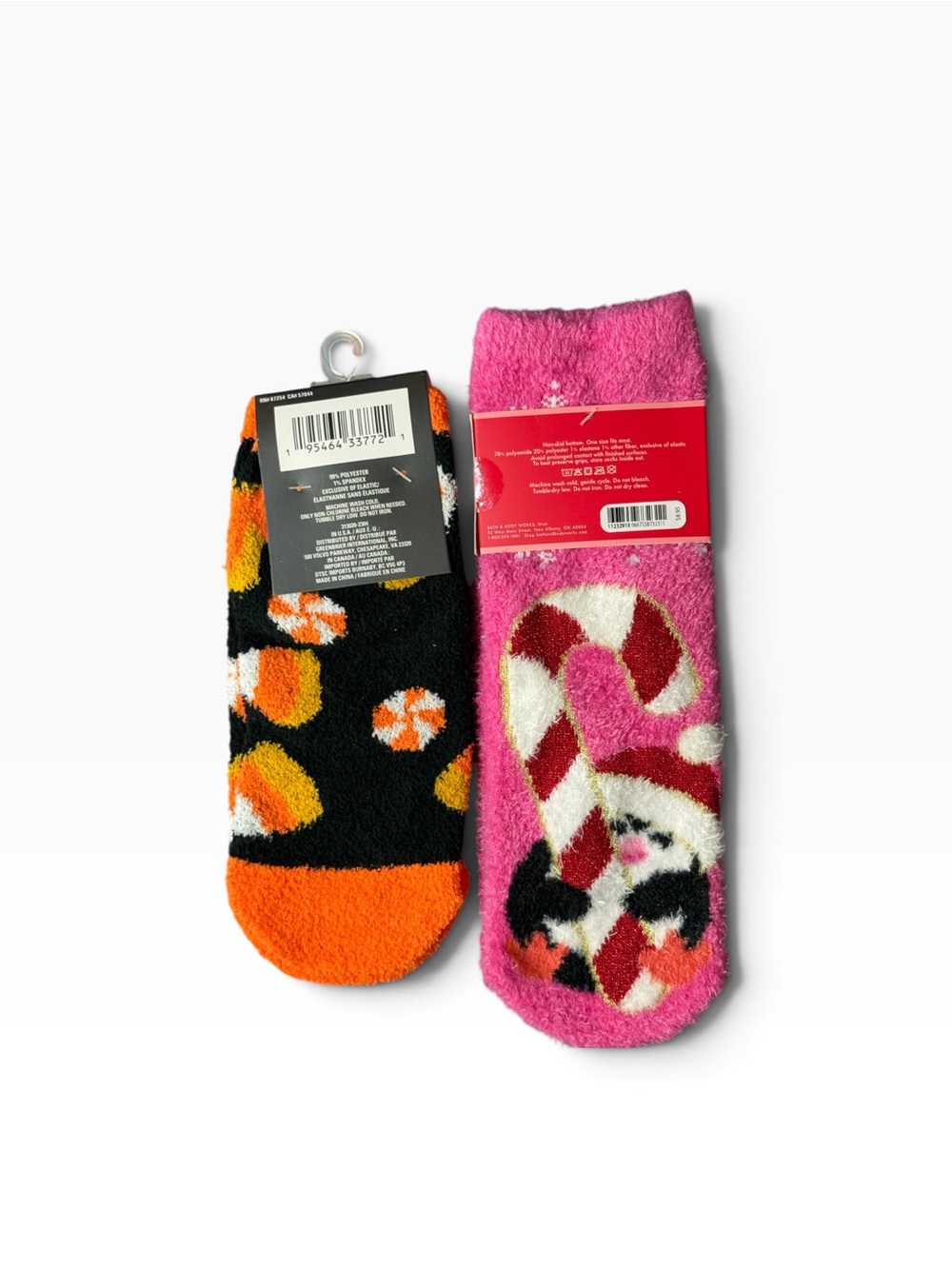 Shea Infused Penguin Candy Cain Socks Halloween Candy Corn 2 Pair NWT - Picture 4 of 11